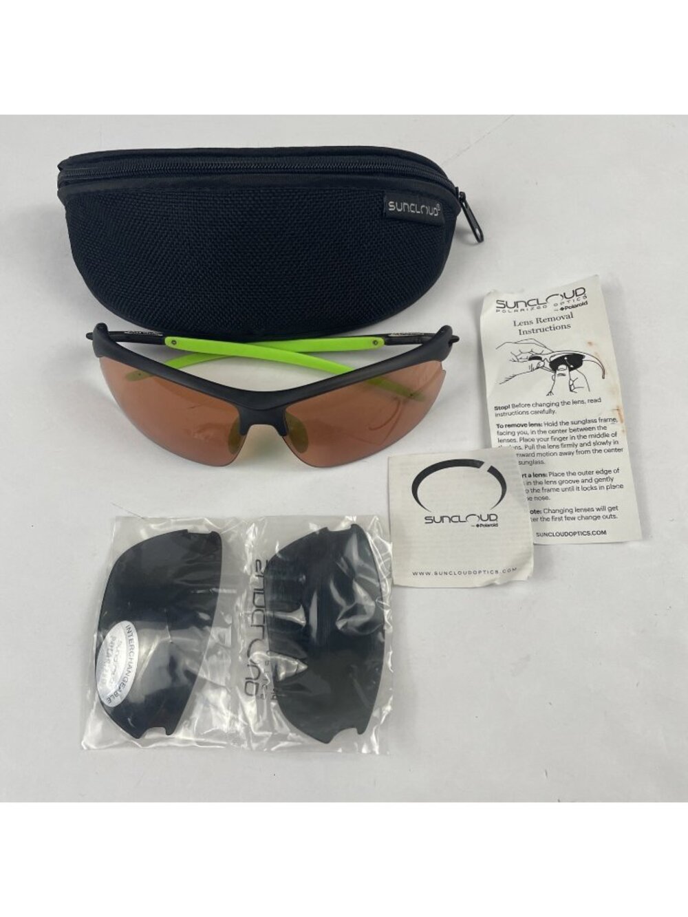 SUNCLOUD Slant Polarized Sunglasses by Polaroid Wrap Around Sports Nose Guards